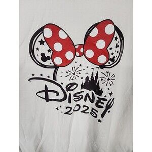 2025 Disney Minnie Mouse White T Shirt Matching Family Vacation Cotton Size XL‎